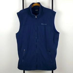 Marmot Vest XL Blue Full Zip Fleece Lined Outdoor Lightweight Zip Pockets
